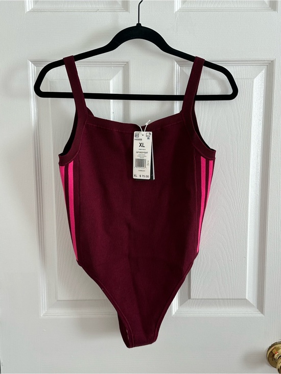 Adidas X Ivy Park Tops - Adidas x ivy park Burgundy Ribbed Bodysuit with Pink Side Stripes - XL